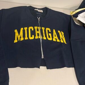 University of Michigan crop zip sweatshirt